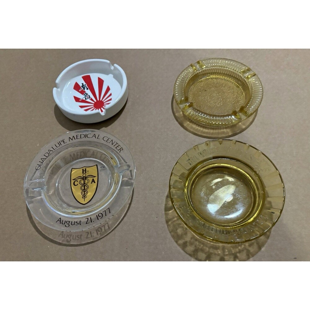 Lot of 4 Collectible Advertising Ashtrays Glass/Ceramic